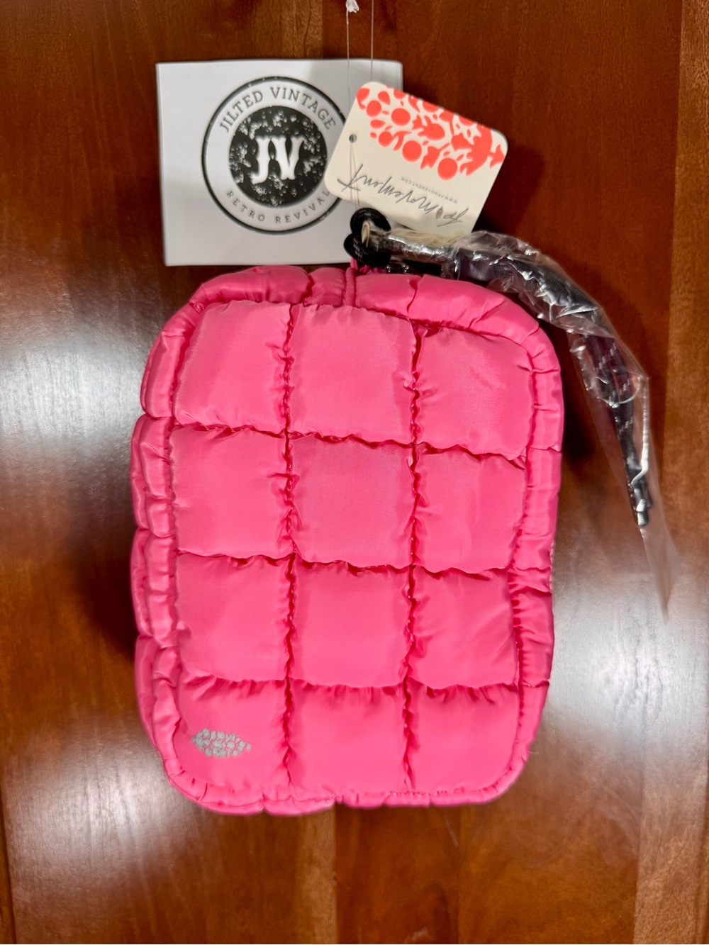 Free People Movement Quilted Puffer Mini Case Bubblegum NWT Sold Out